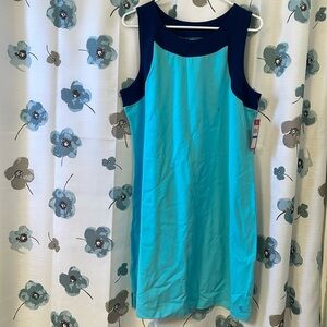 IZOD teal with navy blue trimming-tennis, above the knee, sun dress. New